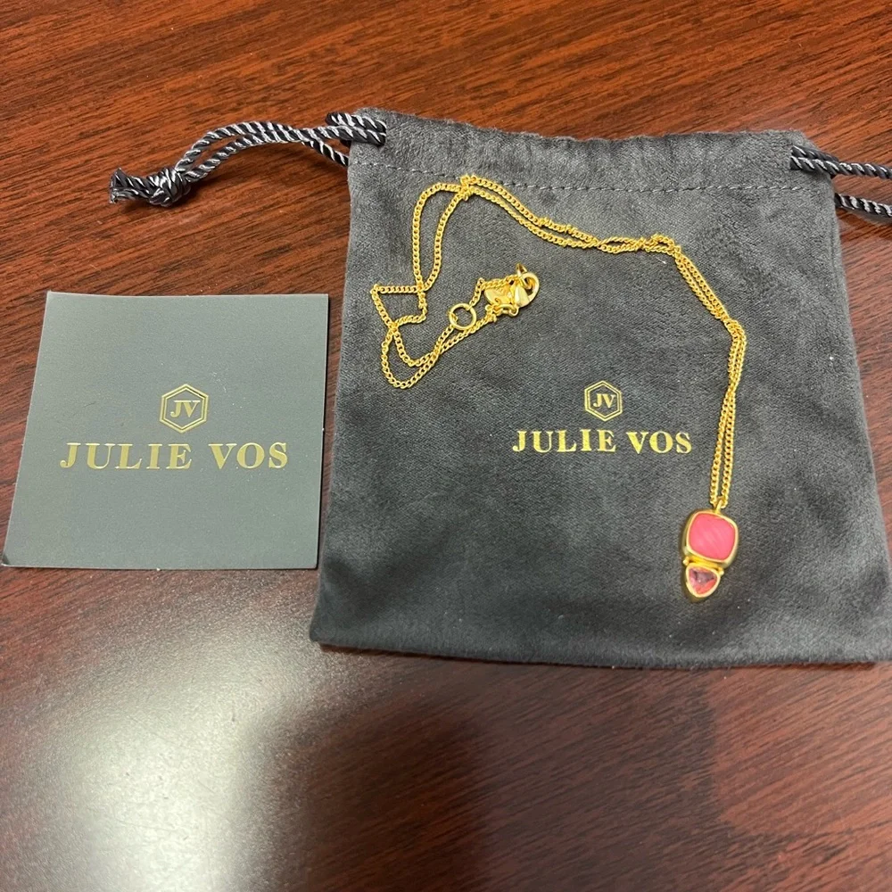 Julie Vos Gold Necklace with Pink Accents - Picture 1 of 6